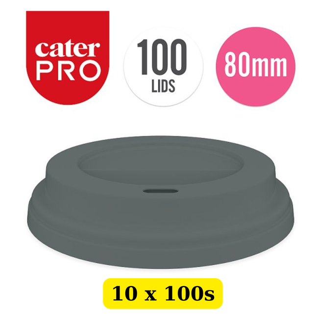 CaterPro 10 x 100 Plastic PP Sip Lids 80mm bulk case disposable takeaway coffee cup lids