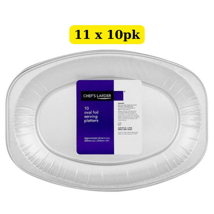 Chef’s Larder 11 x 10 Oval Foil Serving Platters 350mm bulk case heavy duty disposable catering trays
