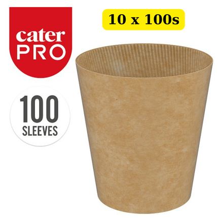 CaterPro 10 x 100 Kraft Cup Sleeves bulk case for 12oz and 16oz takeaway coffee cups