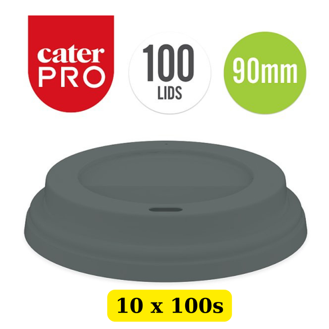 CaterPro 10 x 100 Plastic PP Sip Lids 90mm bulk case disposable takeaway coffee cup lids