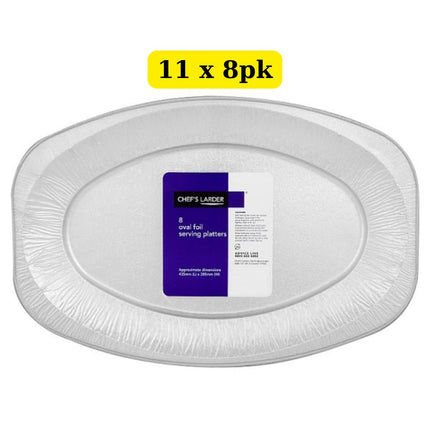 Chef’s Larder 11 x 8 Oval Foil Serving Platters 425mm bulk case heavy duty disposable catering trays
