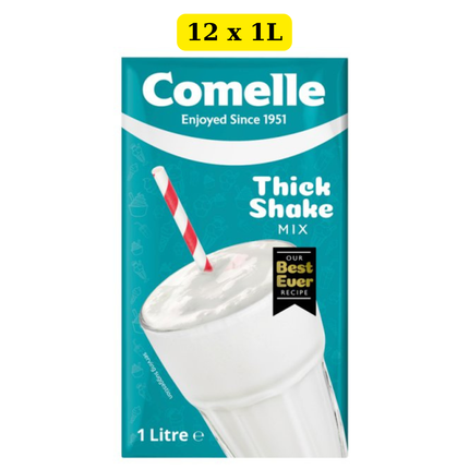 Comelle Thick Shake Mix 12 x 1 Litre wholesale case for milkshake machines and catering beverage service