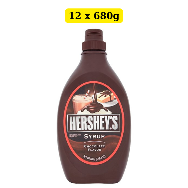 Hershey's Chocolate Flavour Syrup Topping 6 x 680g wholesale case for desserts, drinks and catering use