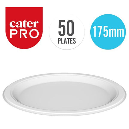 CaterPro Bagasse Plates 175mm 50 pack eco-friendly compostable disposable plates for desserts snacks and catering use