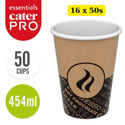 CaterPro Essentials 16 x 50 PE Lined Paper Single Wall Cups 454ml bulk case disposable 16oz coffee cups