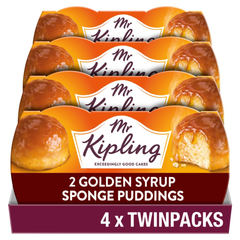 Mr Kipling Golden Syrup Sponge Pudding Cake Dessert Pots 4 twinpacks of 2 x 95g ready to heat sponge dessert twin pack for hospitality and cafés