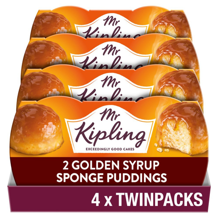 Mr Kipling Golden Syrup Sponge Pudding Cake Dessert Pots 4 twinpacks of 2 x 95g ready to heat sponge dessert twin pack for hospitality and cafés