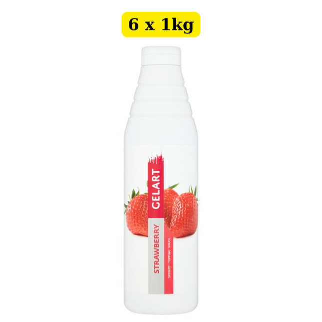 Gelart Strawberry Dessert Topping Sauce 6 x 1kg wholesale case for desserts, ice cream and catering use