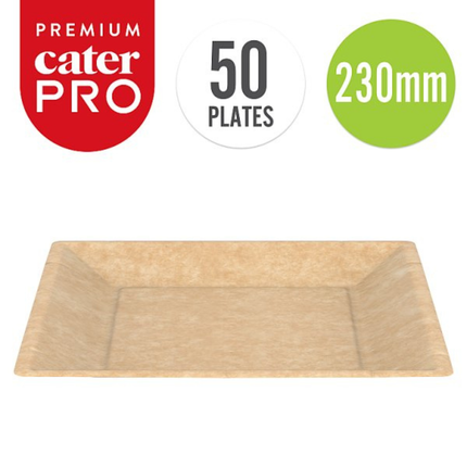 CaterPro Premium 50 Kraft Square Plates 230mm eco-friendly disposable serving plates