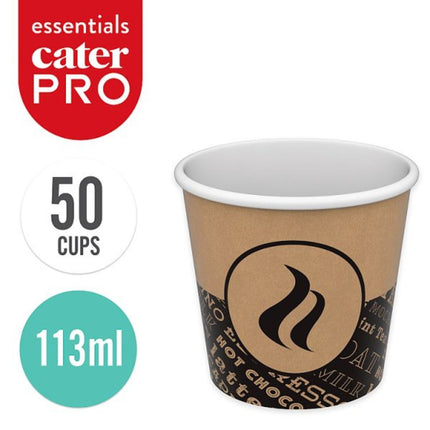 CaterPro Essentials 50 PE Lined Paper Single Wall Cups 113ml disposable espresso and sampling cups