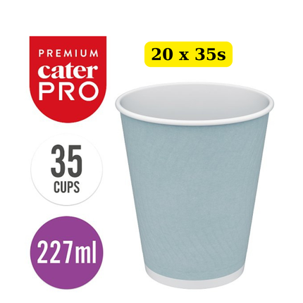 CaterPro Premium 20 x 35 Aqueous Lined Paper Double Wall Cups 227ml bulk case for hot drinks and takeaway beverages