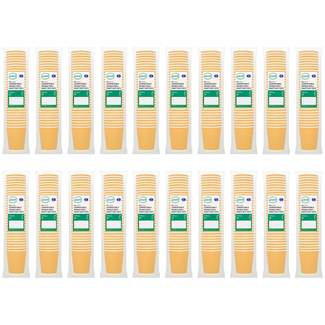 Infiniti Compostable 20 x 35 Double Wall Kraft Hot Cups 8oz bulk eco-friendly insulated coffee cups case