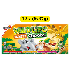 Wildlife Choobs Kids Strawberry Raspberry Apricot Yogurt Tubes 12 x (6 x 37g) wholesale kids dairy snack tubes for schools and catering