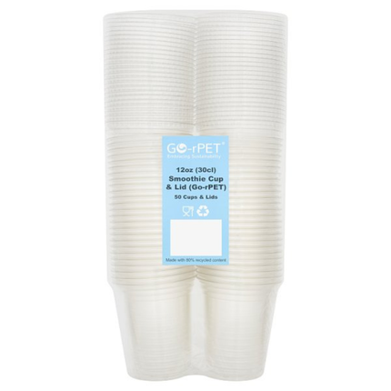 Go-rPET 500 Smoothie Cup and Lid Clear 30cl takeaway cup for smoothies, milkshakes and cold drinks