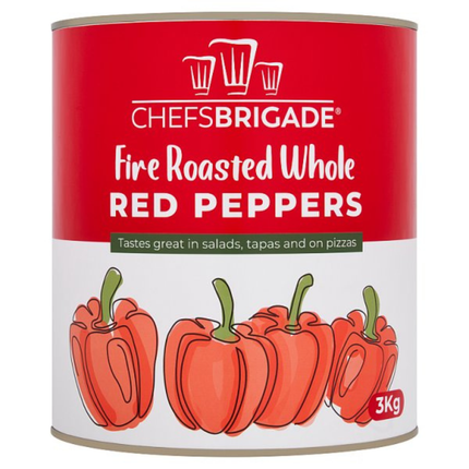Chefs Brigade Fire Roasted Whole Red Peppers 3kg catering pack