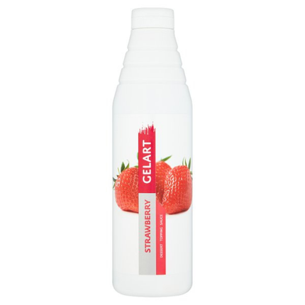 Gelart Strawberry Dessert Topping Sauce 1kg bottle for desserts, ice cream and catering use
