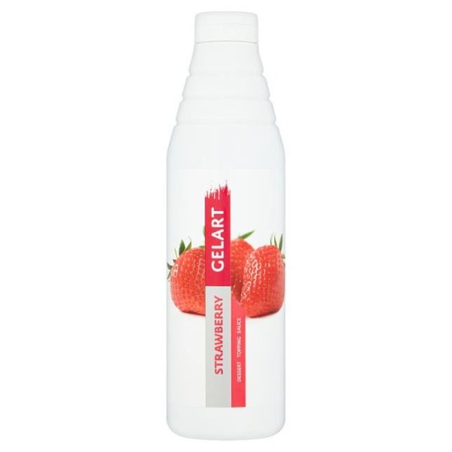 Gelart Strawberry Dessert Topping Sauce 1kg bottle for desserts, ice cream and catering use