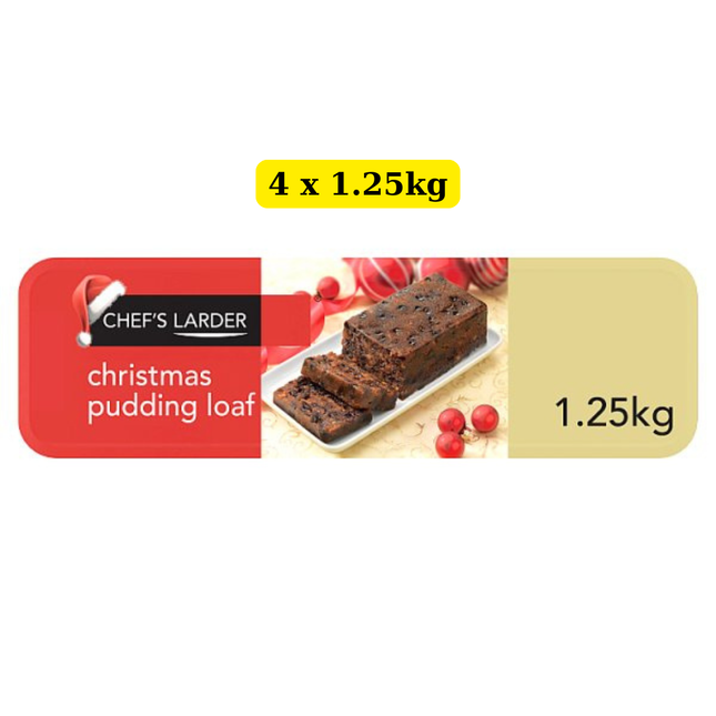 Chef's Larder Christmas Pudding Loaf 4 x 1.25kg wholesale festive dessert bulk case for catering and hospitality businesses