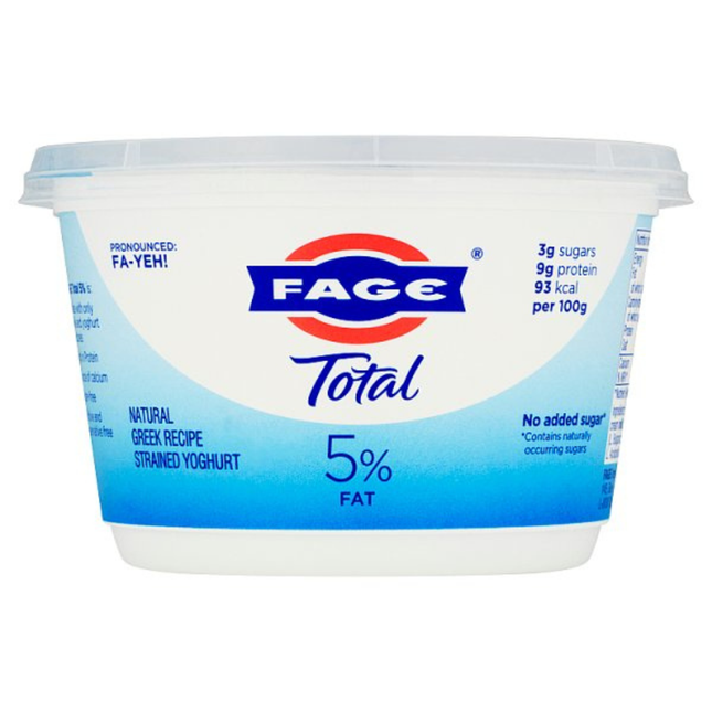 Fage Total 5% Fat Natural Greek Recipe Strained Yoghurt 450g creamy high protein yogurt tub