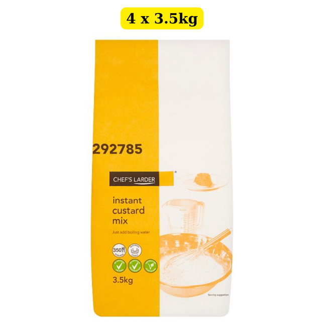 Chef's Larder Instant Custard Mix 4 x 3.5kg wholesale bulk case for catering and professional kitchen dessert preparation
