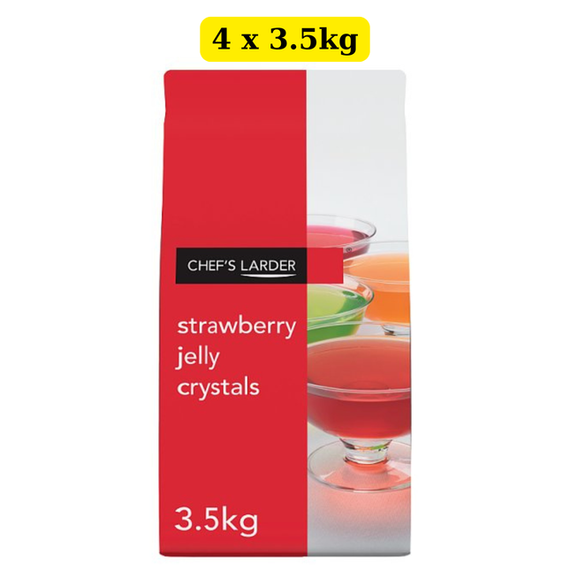 Chef's Larder Strawberry Jelly Crystals 4 x 3.5kg wholesale case for catering and foodservice dessert preparation