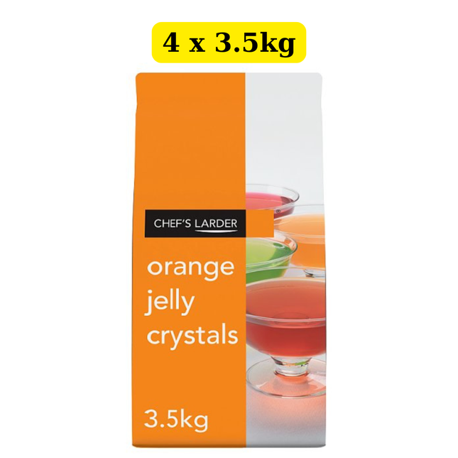 Chef's Larder Orange Jelly Crystals case of 4 x 3.5kg bulk catering packs for foodservice desserts