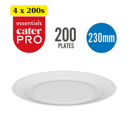 CaterPro Essentials 4 x 200 White Paper Plates 230mm bulk case disposable catering plates