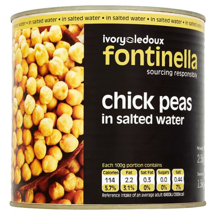 Fontinella Chick Peas in Salted Water 2.5kg catering tin