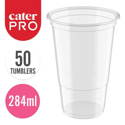 CaterPro Plastic PP 1/2 Pint Tumblers 284ml 50 pack durable drink tumblers for catering hospitality and events