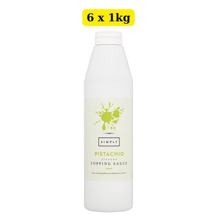 Simply Pistachio Flavour Topping Sauce 6 x 1kg wholesale case for desserts, drinks and catering use