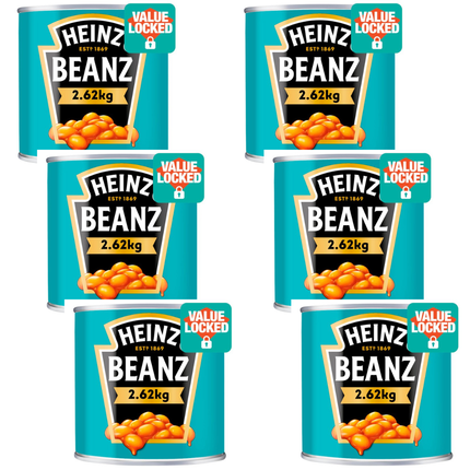 Heinz Baked Beanz 6 x 2.62kg bulk catering case classic baked beans in tomato sauce tins