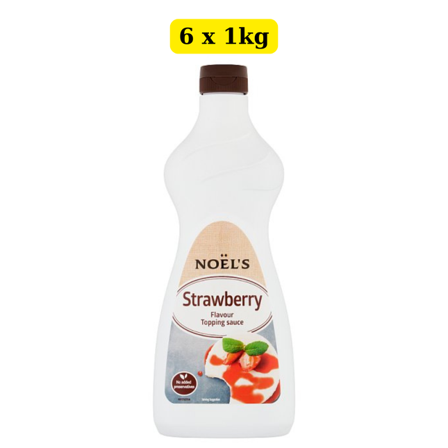 Noel's Strawberry Flavour Topping Sauce 6 x 1kg wholesale case for desserts, drinks and catering use