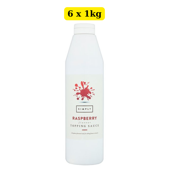 Simply Raspberry Flavour Topping Sauce 6 x 1kg wholesale case for desserts, drinks and catering use
