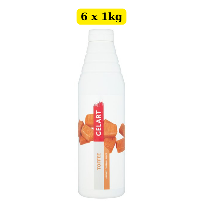 Gelart Toffee Dessert Topping Sauce 6 x 1kg wholesale case for desserts, ice cream and catering use