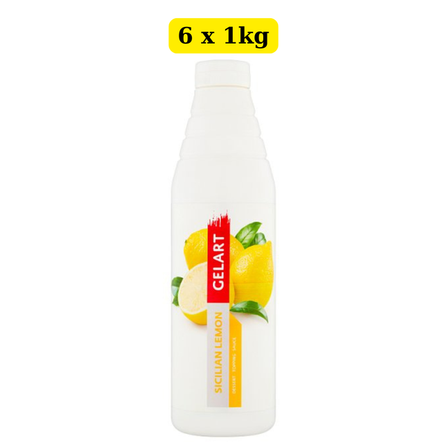 GELART Sicilian Lemon Dessert Topping Sauce 6 x 1kg wholesale case for desserts, ice cream and catering use