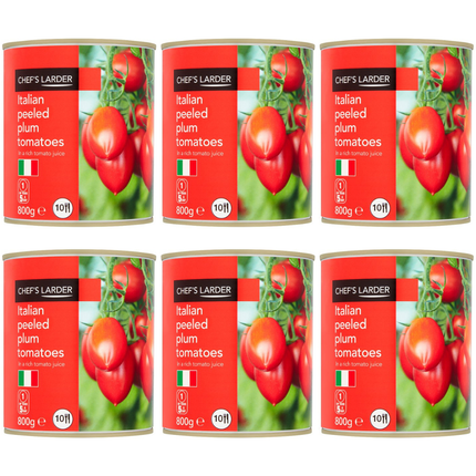 Chef's Larder Italian Peeled Plum Tomatoes in a Rich Tomato Juice 6 x 800g catering bulk case