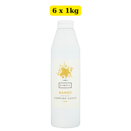 Simply Mango Flavour Topping Sauce 6 x 1kg wholesale case for desserts, milkshakes and catering use