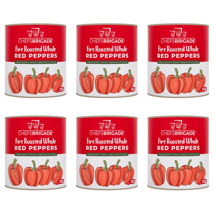 Chefs Brigade Fire Roasted Whole Red Peppers 6 x 3kg catering bulk case