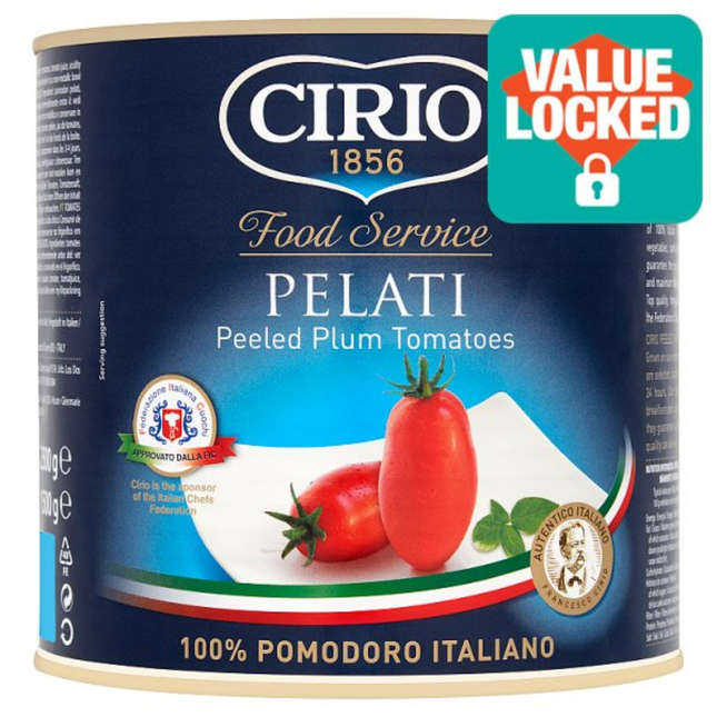 Cirio Food Service Pelati Peeled Plum Tomatoes 2500g Italian catering tomatoes