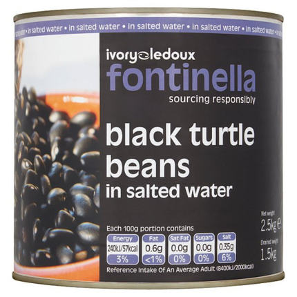 Ivorys Ledoux Fontinella Black Turtle Beans in Salted Water 2.5kg catering tin