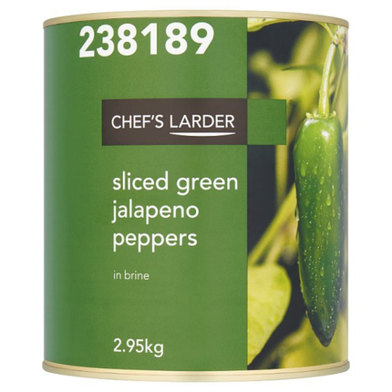 Chef's Larder Sliced Green Jalapeno Peppers in Brine 2.95kg catering tin