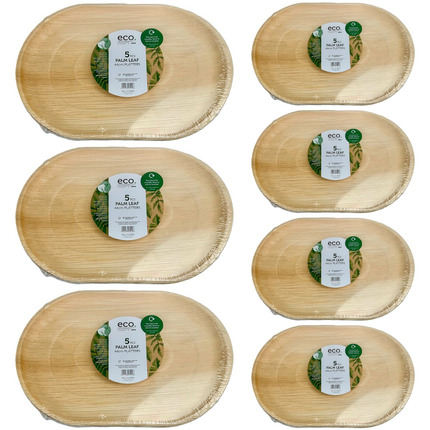 Jena 7 x 5pk Palm Leaf Oval Platters 44cm bulk eco-friendly biodegradable catering serving platters
