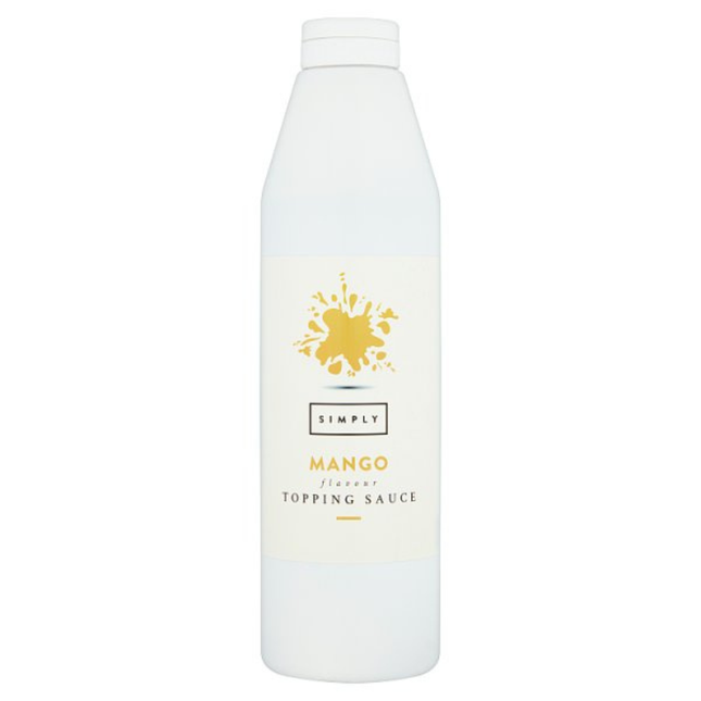 Simply Mango Flavour Topping Sauce 1kg bottle for desserts, milkshakes and catering use