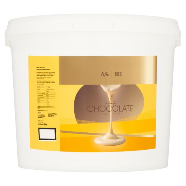 Nic Deluxe White Chocolate Dessert Sauce 5kg catering tub for desserts, bakery and foodservice use