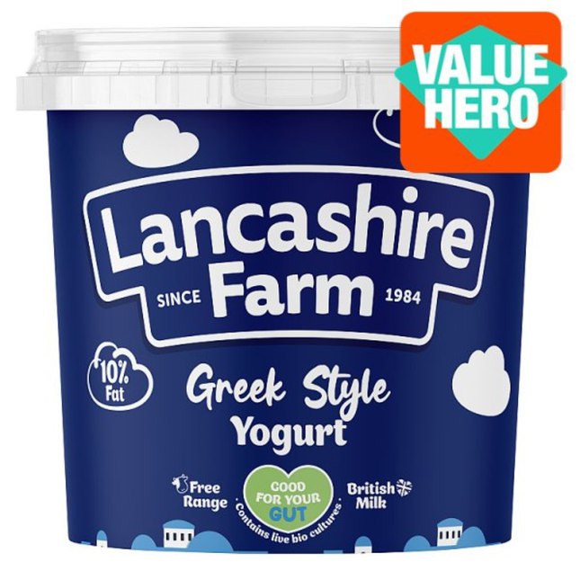 Lancashire Farm Greek Style Yogurt 1kg thick creamy yogurt tub for cafés, restaurants and catering businesses
