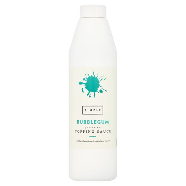 Simply Bubblegum Flavour Topping Sauce 1kg bottle for desserts, milkshakes and catering use