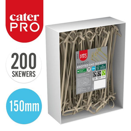 CaterPro 200 Bamboo Knotted End Skewers 150mm eco-friendly cocktail and canapé food picks