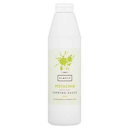 Simply Pistachio Flavour Topping Sauce 1kg bottle for desserts, drinks and catering use