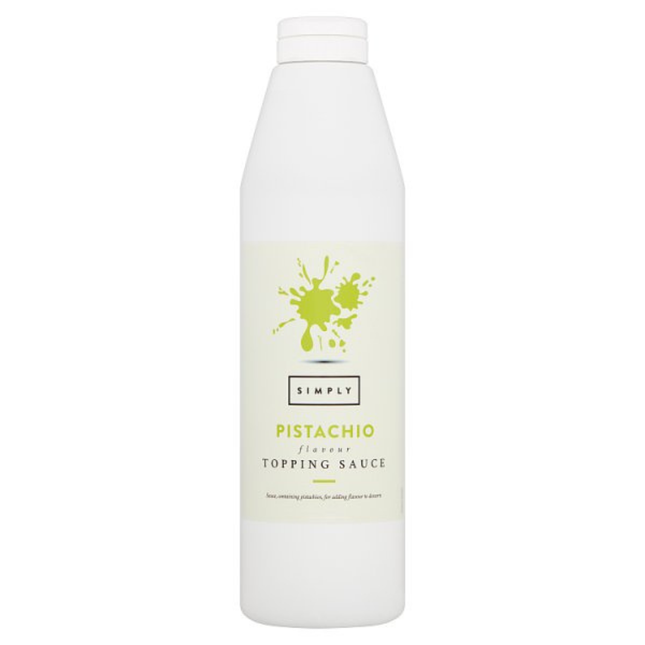 Simply Pistachio Flavour Topping Sauce 1kg bottle for desserts, drinks and catering use