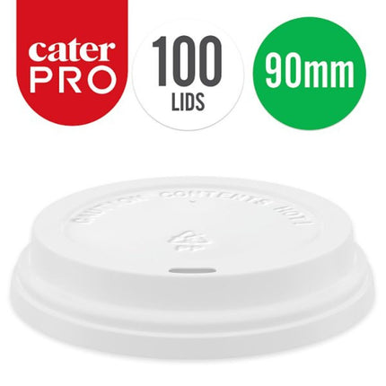CaterPro 100 Plastic PP Sip Lids 90mm for takeaway coffee cups hot and cold drinks in cafés and hospitality
